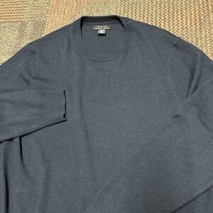 Mark Law Extra Fine Merino Wool Crewneck Pullover Sweater Men's Size XL Navy